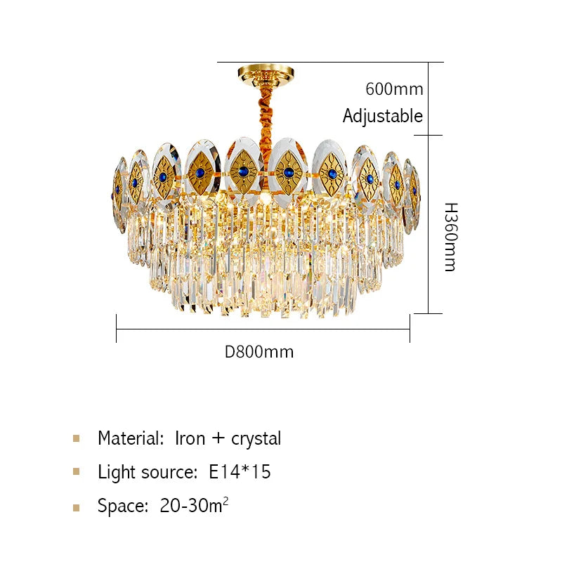 Afralia™ Opulent Crystal Chandelier: Gold LED Luxury Lighting for Living Room