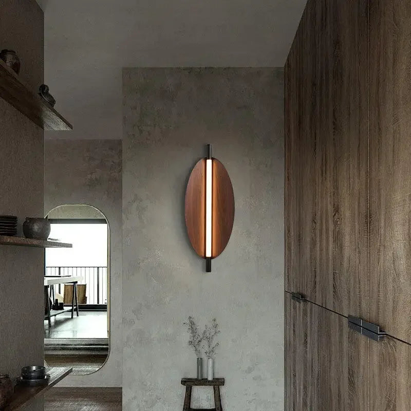 Afralia™ Wood Grain Wall Sconce LED Light for Living Room Bedroom Stairway Corridor