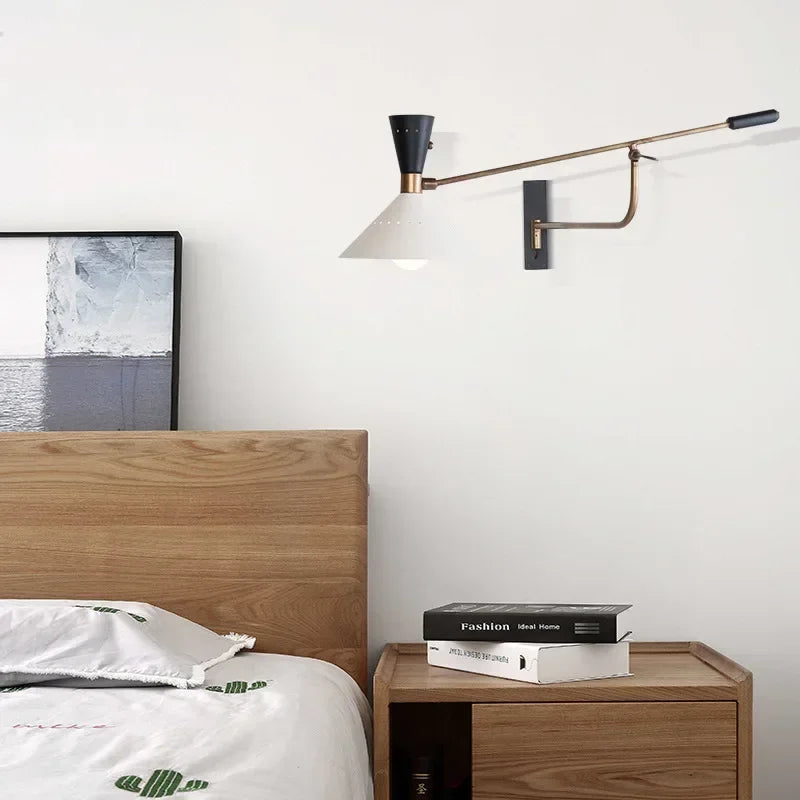 Afralia™ Nordic Long Arm Wall Light Sconce with Adjustable Study Reading Lamp