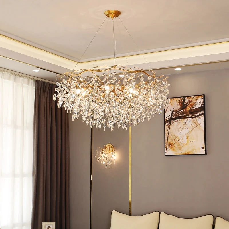 Afralia™ Luxury Crystal Chandelier LED Pendant Lamps for Living Room & Dining Hall