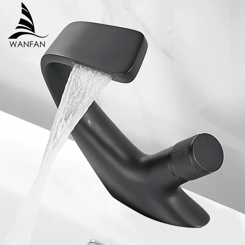 Afralia™ Matte Black Bathroom Faucet, Modern Brass Basin Mixer with Single Handle
