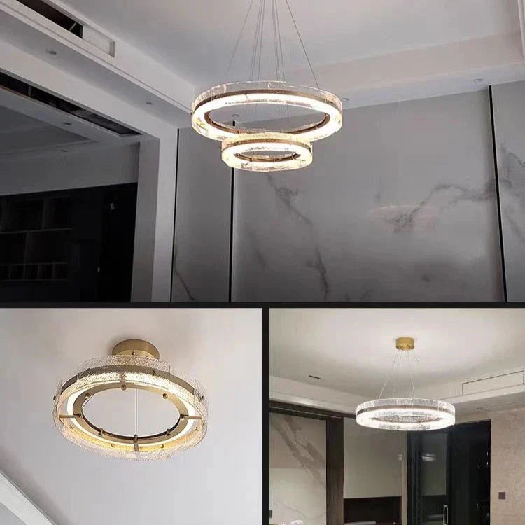 Afralia™ Modern Gold Metal Round Glass Ceiling Chandeliers for Luxurious Living Spaces