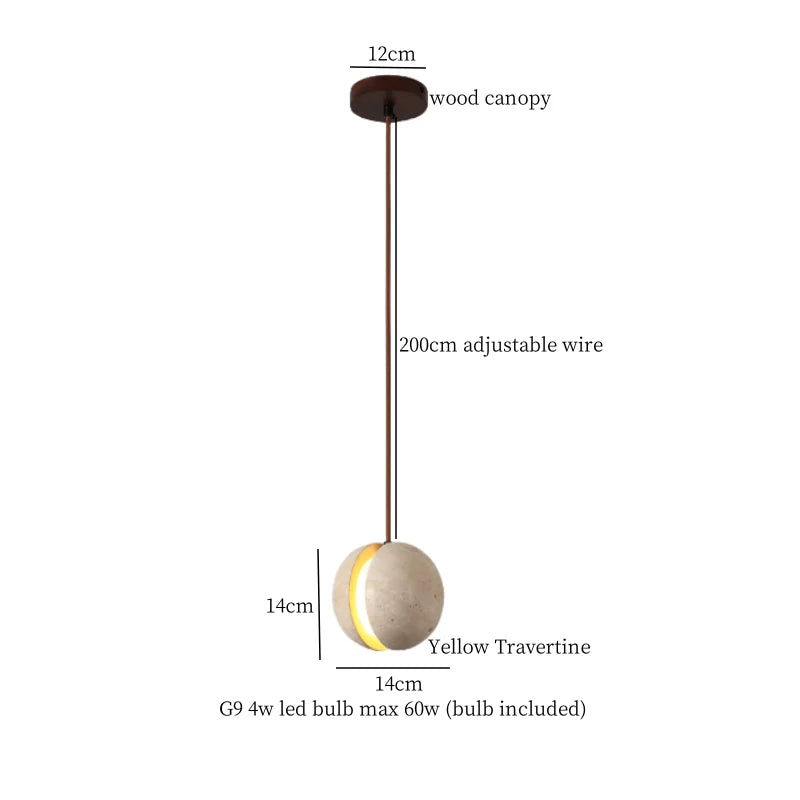 Afralia™ Stone LED Hanging Lamp Yellow Travertine Nordic Minimalism Pendant Lighting