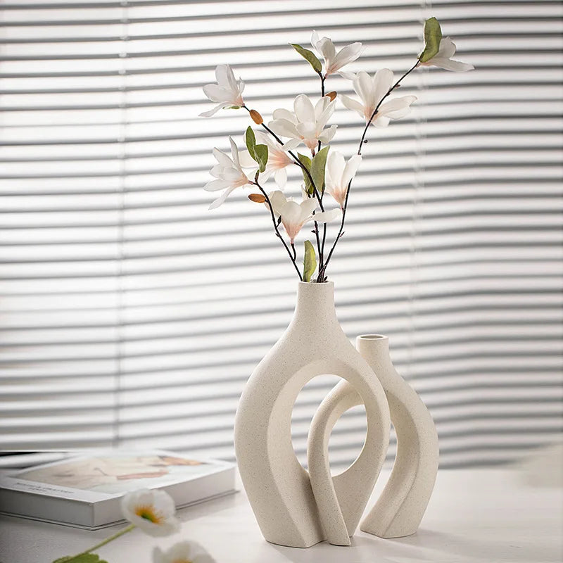 Afralia™ Nordic Lover Large White Ceramic Vase for Modern Aesthetic Home Decor