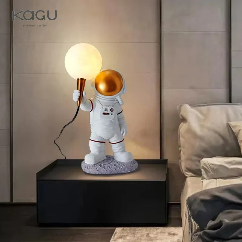 Afralia™ Astronaut Moon Planet Table Lamp Night Light Bedroom Decor Spaceman Theme