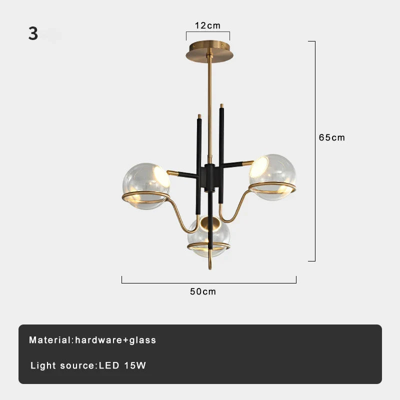 Afralia™ Modern Black Gold Glass Pendant Light Dimmable Luxury Minimalist Foyer Decor