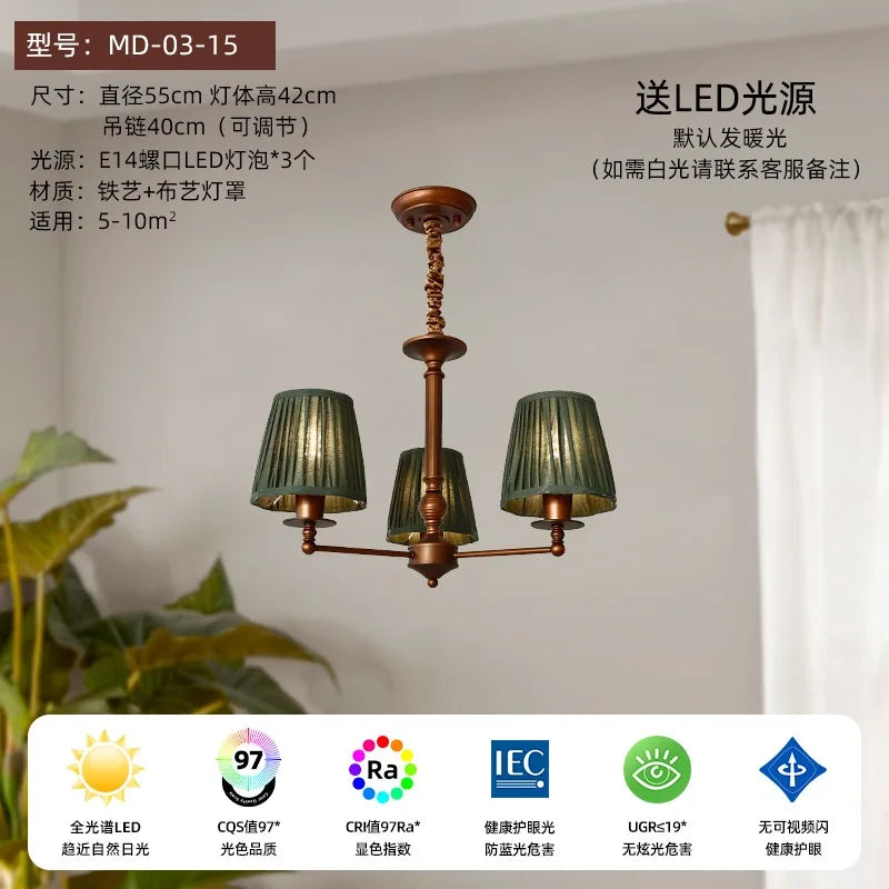 Afralia™ Retro Medieval LED Chandelier for Home Decor Living Room Bedroom Restaurant