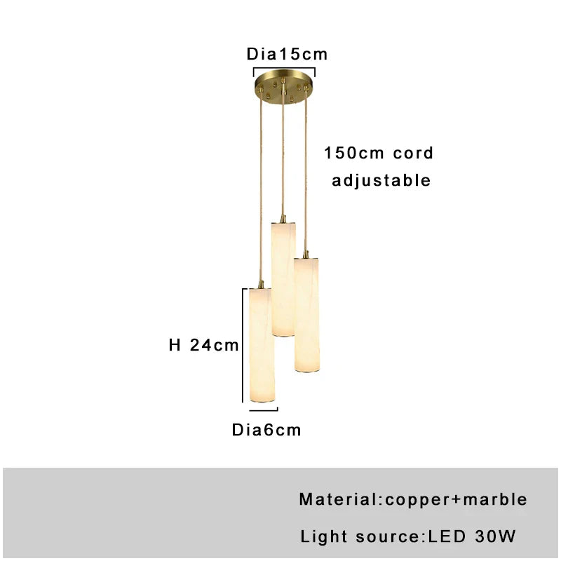 Afralia™ Gold Marble Pendant Light - Modern Cylinder Staircase Ceiling Lighting