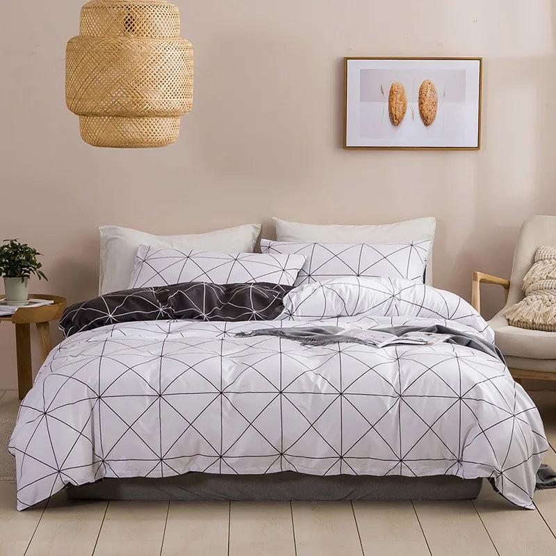 Geometric Stripe Bedding Set by Afralia™: Queen, King, Full, Single, Double Sizes