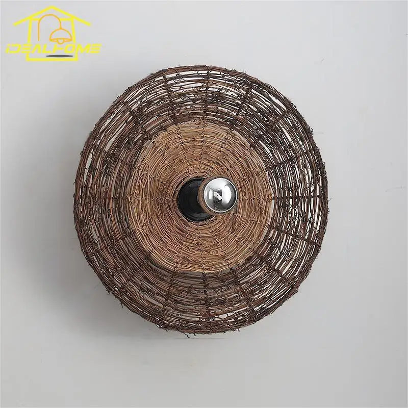 Afralia™ Rattan Weave LED Wall Lamp for Corridor, Bedroom, Living Room, Hotel and Bar