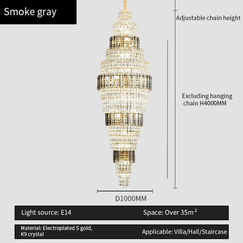 Afralia™ Crystal Duplex Chandelier: Luxe Hollow Design for Living Room, Staircase.