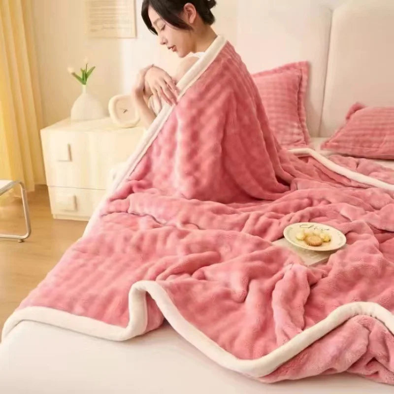 Afralia™ Rabbit Faux Fur Plush Blanket | Double-Sided Winter Sofa Cover & Bed Throw