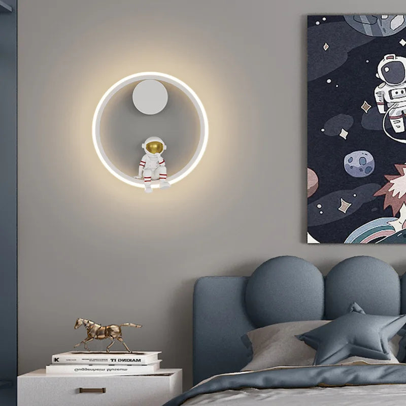 Afralia™ Astronaut Cartoon LED Wall Lamp for Modern Home Decor