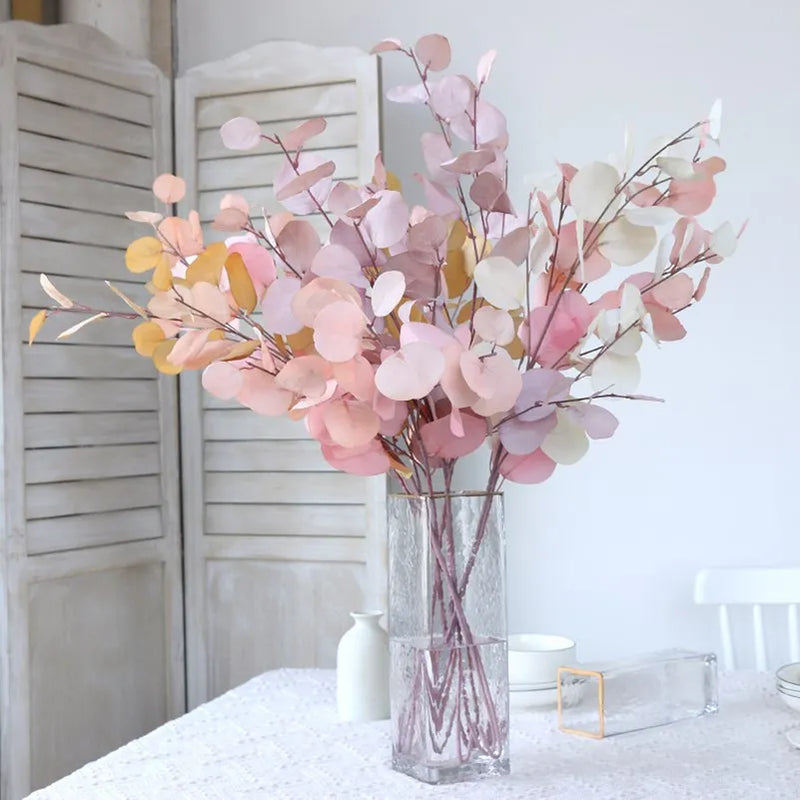 Afralia™ Pink Eucalyptus Leaf Fake Flowers Arrangement for Home and Wedding Décor