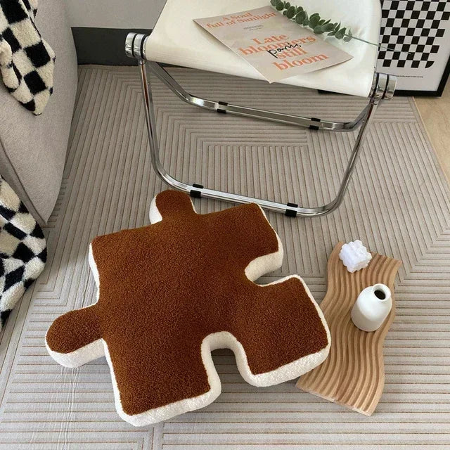 Afralia™ Teddy Velvet Jigsaw Seat Cushion - Plush Home Decor Throw Pillow
