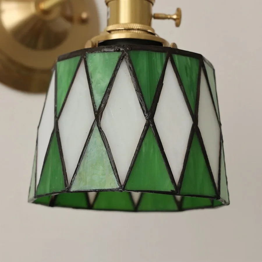 Afralia™ Tiffany Glass LED Wall Sconce | Adjustable Wire Fixture | Modern Pull Chain Switch