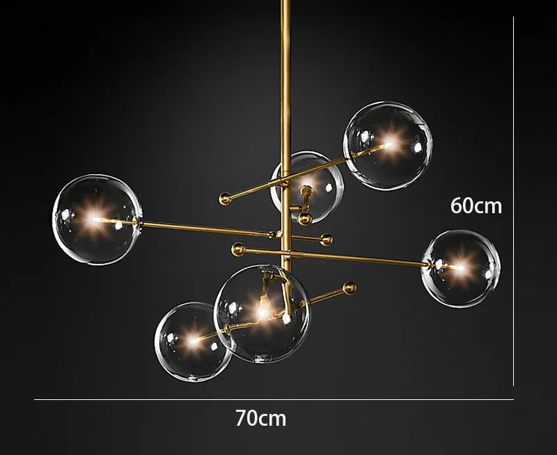 Afralia™ Black Gold Glass LED Chandelier for Living Room Bedroom Restaurant