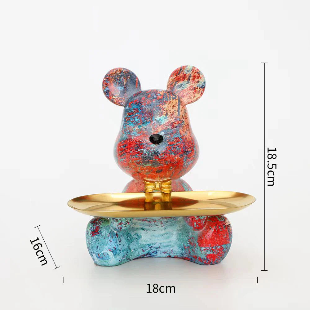 Afralia™ Graffiti Bear Figurine Statue Key Shelf Decor - Modern Table Sculpture