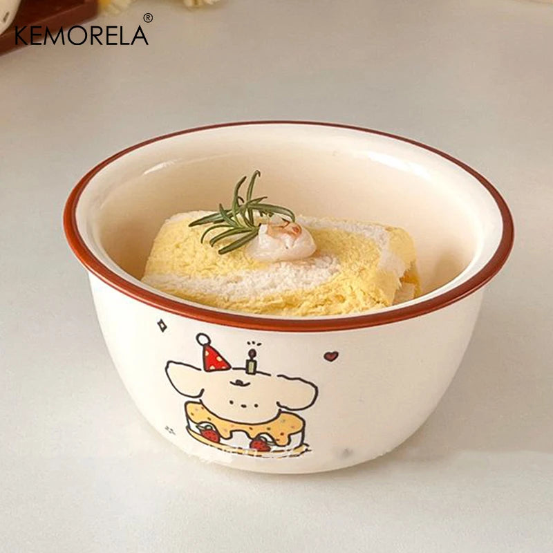 Afralia™ Carton Ceramic Soup Bowls - Set of 1 | Microwave & Dishwasher Safe