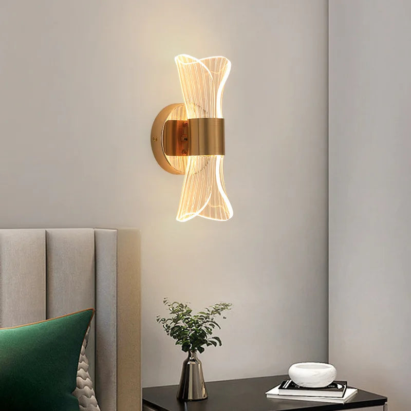 Afralia™ Gold Nordic Acrylic LED Wall Lights for Bedroom Living Room Decoration