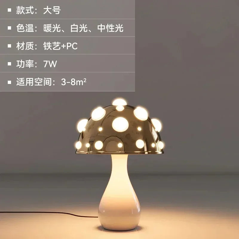 Afralia™ Tricolored LED Mushroom Desk Lamp for Living Room and Bedside