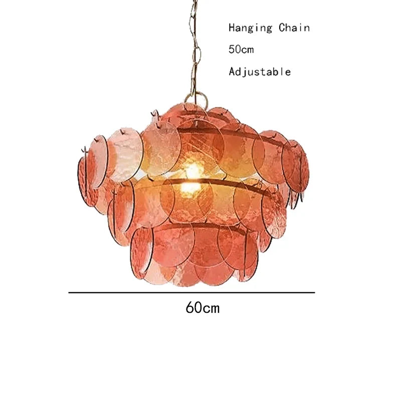 Afralia™ Modern Glass Piece Chandelier for Living Room, Green Amber Clear Lighting Fixtures