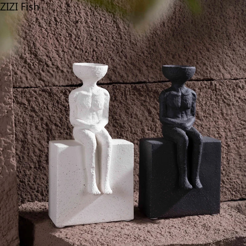 Afralia™ Modern Ceramic Character Sculpture Room Decor Ornaments