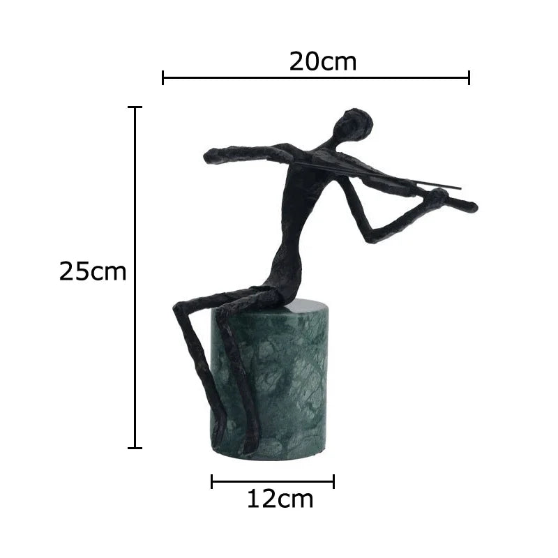 Afralia™ Violinist Sculpture on Marble Base for Desk Ornaments and Room Decor