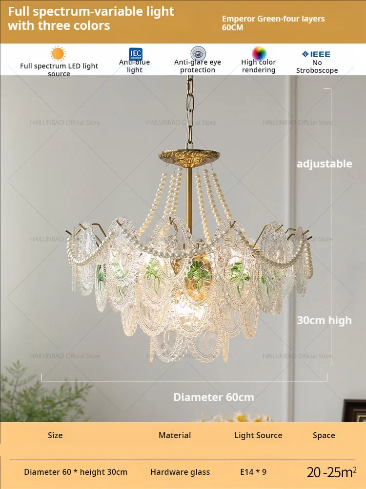 Afralia™ Glass Dining Room Chandelier: Retro French Style for Living & Master Bedroom