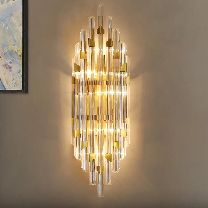 Afralia™ Modern K9 Crystal LED Wall Lamp Gold Sconces for Indoor Lighting and Room Decor