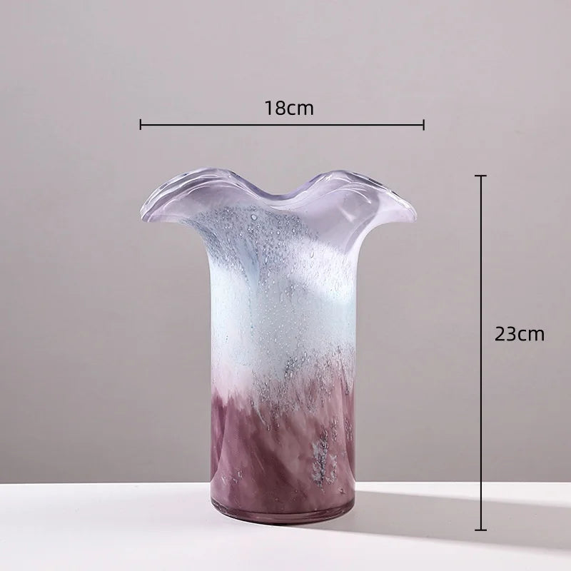Afralia™ Purple Wave Edge Vase: Gradient Flower Arrangement Home Decor