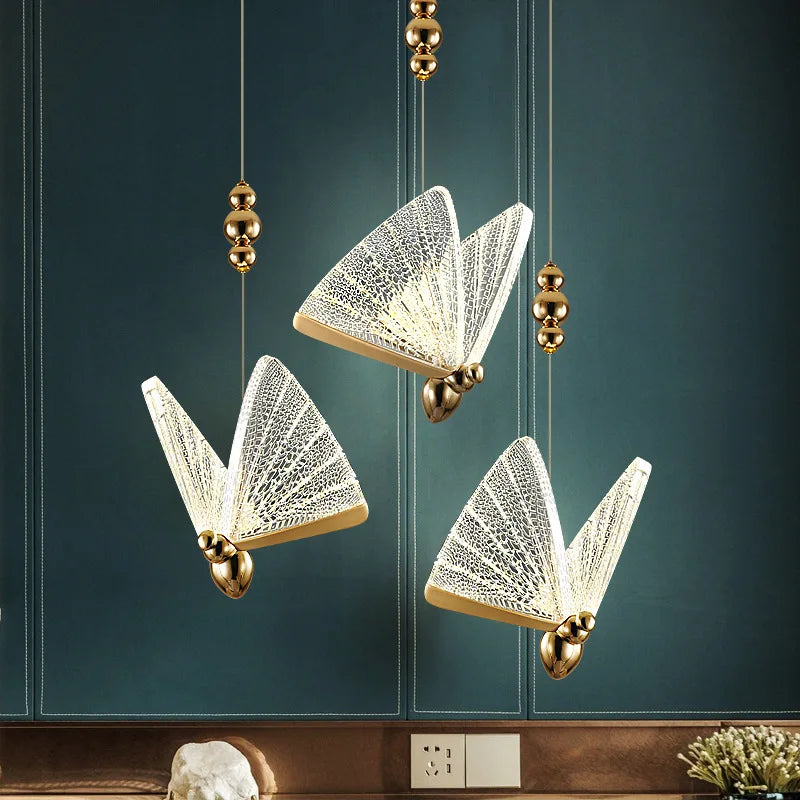 Afralia™ Butterfly LED Pendant Chandelier for Home Decor and Kitchen Lighting