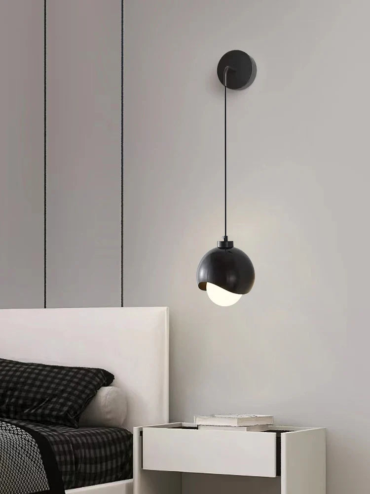 Afralia™ Nordic Brass Glass Ball Wall Light - Black Sconce Lamp for Bedroom, Living Room, Aisle