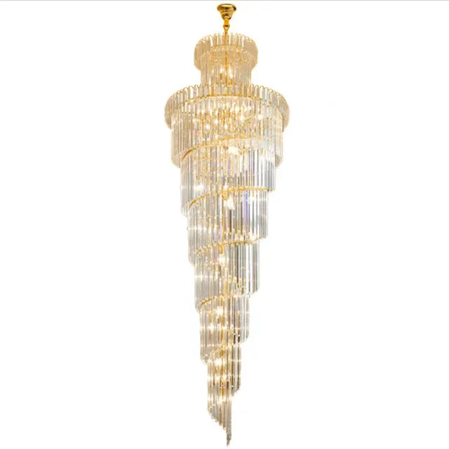 Afralia™ Crystal Spiral Staircase Chandelier - Elegant Luxury Lighting for Hotel and Living Room