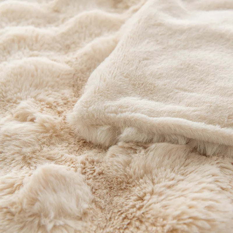 Afralia™ Faux Rabbit Fur Warm Throw Blanket - Soft Plush Fluffy Blanket