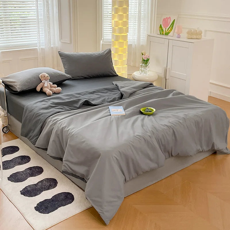 Afralia™ Solid-Color Quilted Bedding Set: Dual Purpose Summer Quilt or Duvet Cover