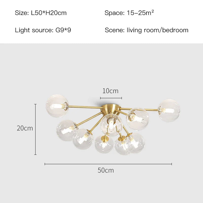 Afralia™ Glass Ball LED Ceiling Chandelier for Modern Living Room and Bedroom Lighting