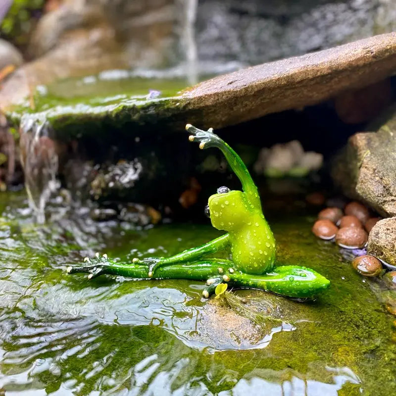 Afralia™ Yoga Frog Figurine: Garden & Home Decor Craft - Vilead Resin Animal Ornament