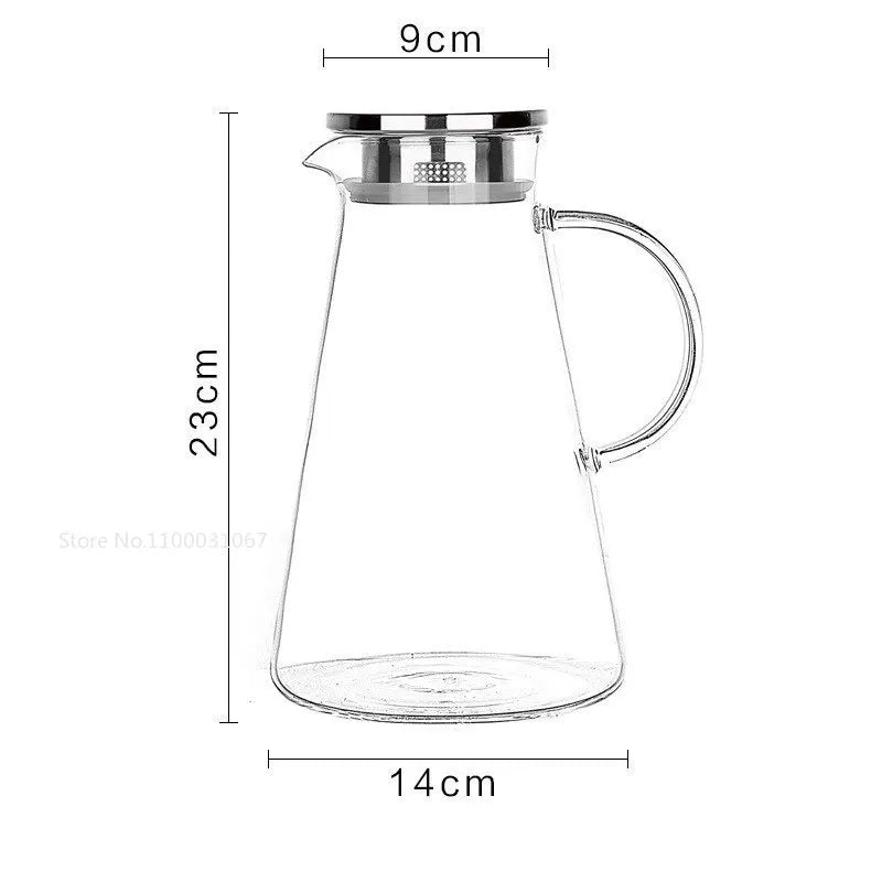 Afralia™ Glass Pitcher - Large Heat-Resistant Borosilicate Jug with Stainless Steel Lid