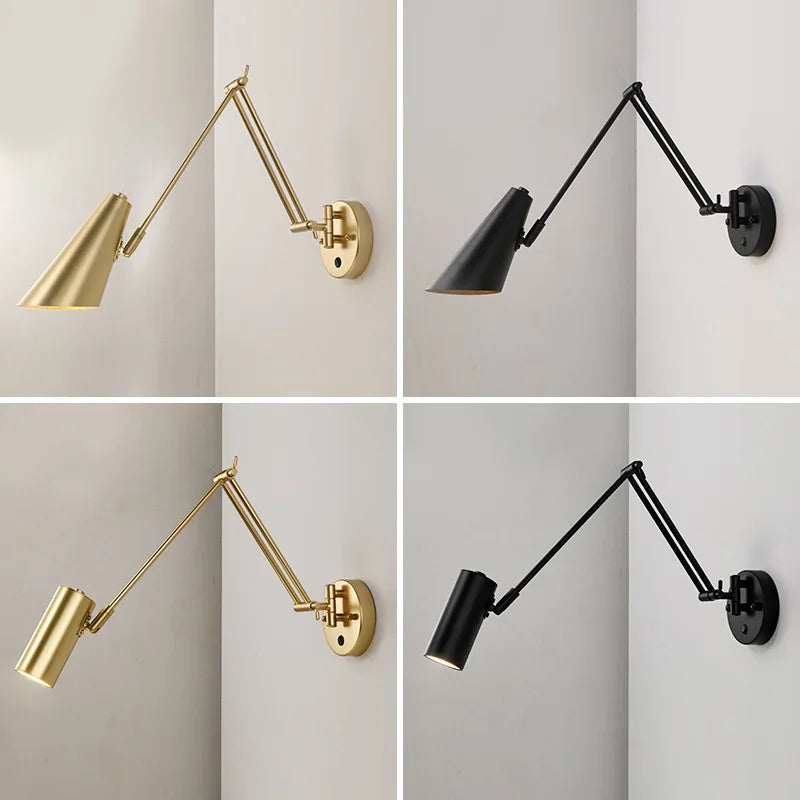 Afralia™ Adjustable Swing Arm LED Wall Lamp Touch Sensor Sconce Lights