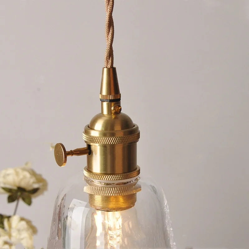 Afralia™ Modern Green Glass LED Pendant Lamp - Adjustable Wire, Copper Finish