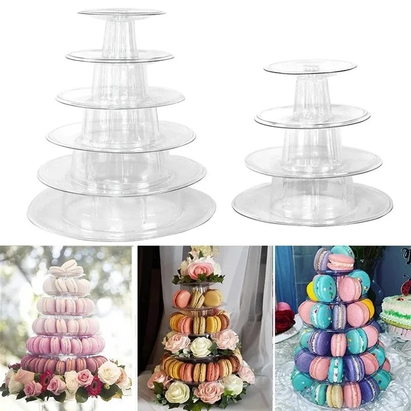 Afralia™ 6/4 Tier Macaron Tower Stand Cake Display for Wedding Birthday Baby Shower