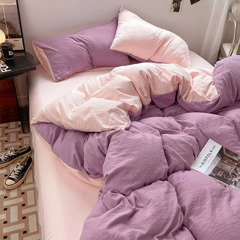 Afralia™ Soft Bedding Set: Fitted Sheet, Duvet Cover, Pillowcase - Queen/King Size