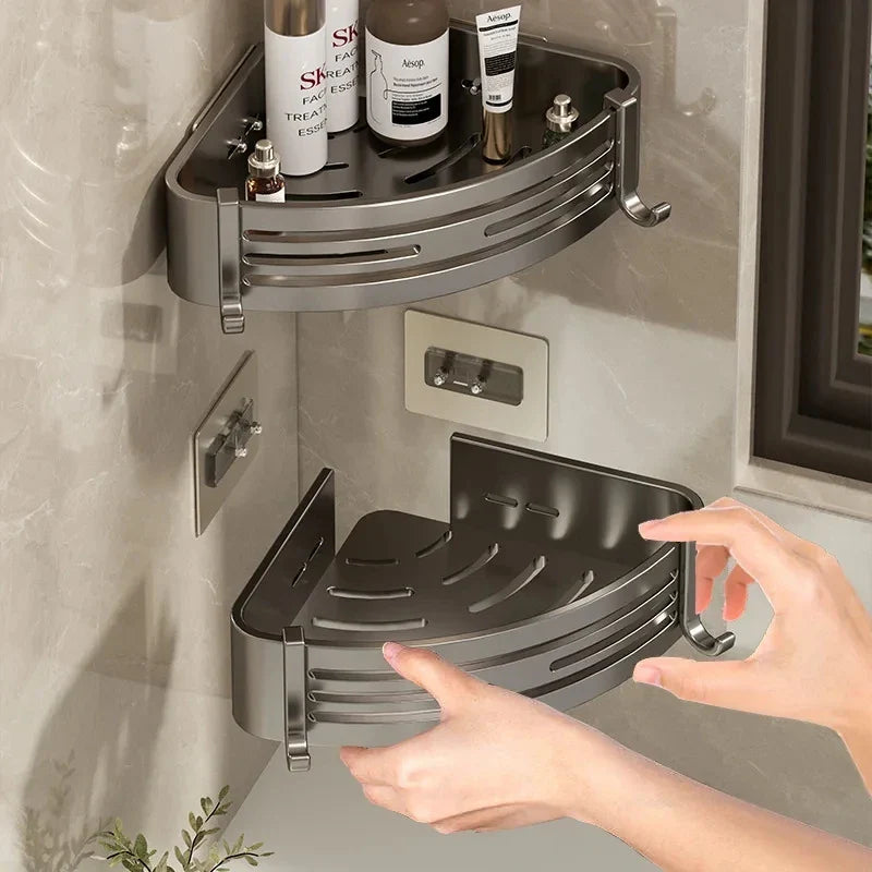 Afralia™ Corner Shelf Organizer: Wall Mounted Storage Rack for Bathroom and Kitchen