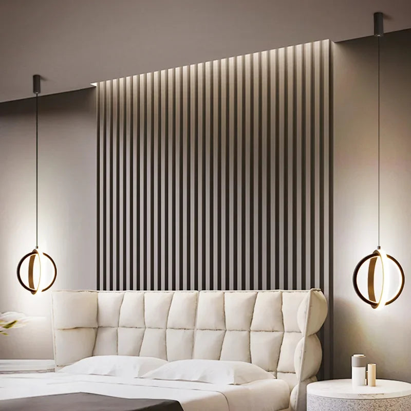 Afralia™ Nordic LED Bedroom Pendant Light Chandelier for Modern Living Room and Bar Counter