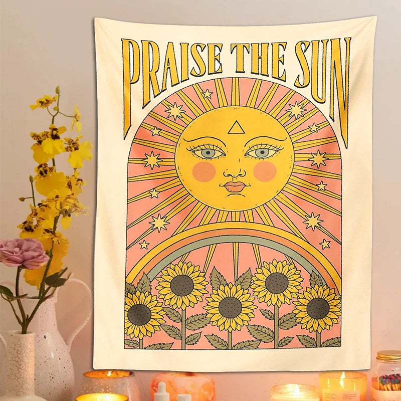 Afralia™ Sun Mandala Tapestry for Aesthetic Room Decor and Witchcraft Home Decoration