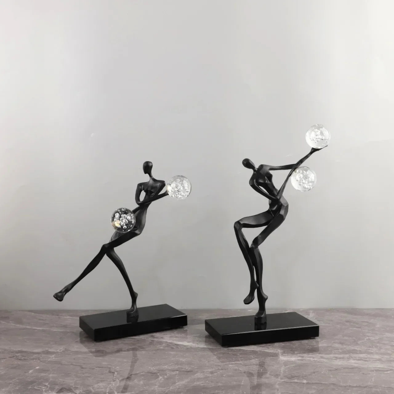 Afralia™ Golden Man Dancing Crystal Ball Acrobatic Sculpture Figure for Home Decor