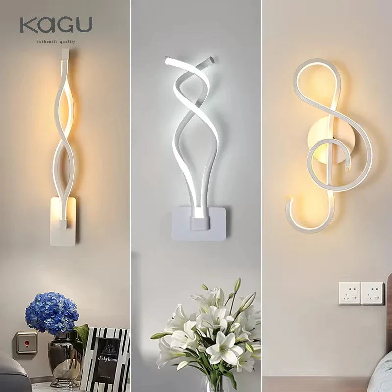 Afralia™ LED Wall Lamps Modern Minimalist Bedroom Living Room Lighting Black White