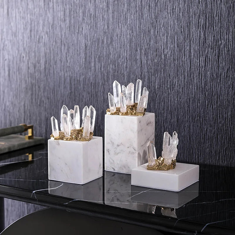 Afralia™ Crystal Stone Marble Entrance TV Cabinet Club Soft Decoration