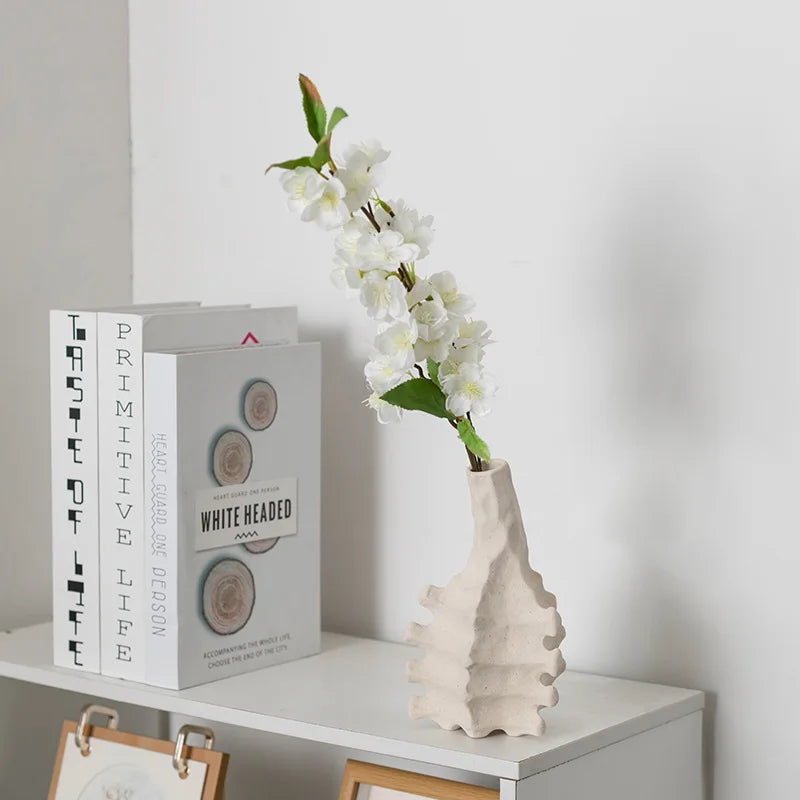 Afralia™ Ceramic Vase with Irregular Geometry and Skeletal Lines for Home Decor